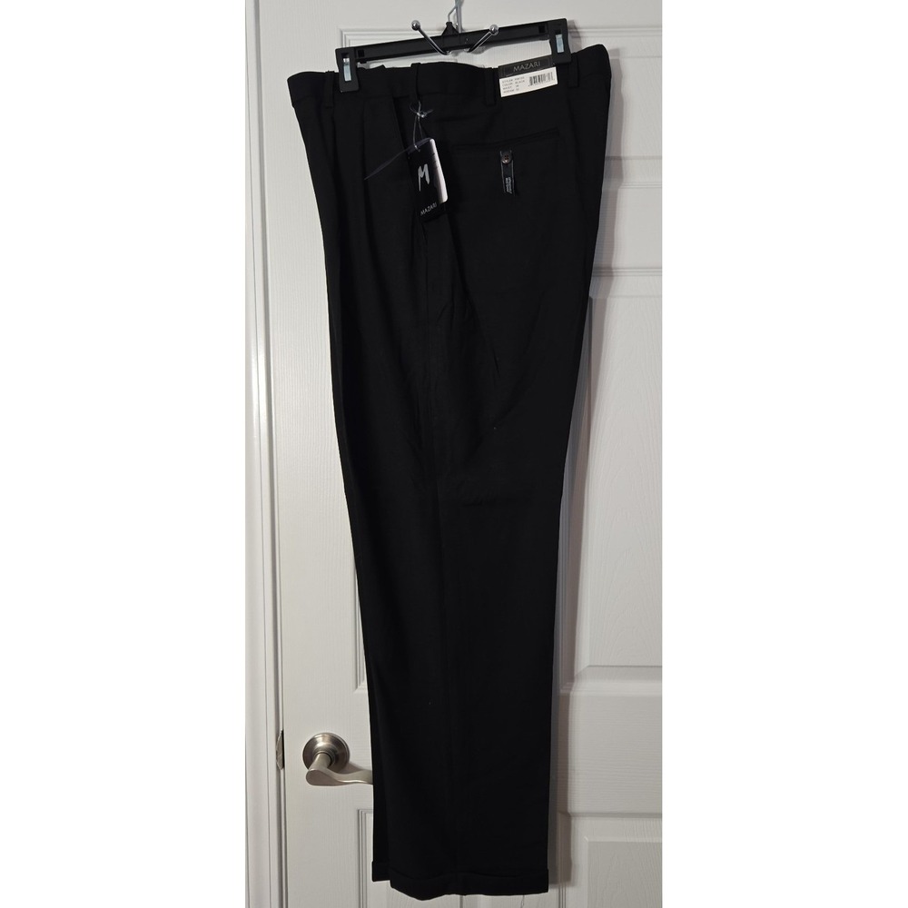 Mazari  Mens New Dress Pants Size 38W x‎ 32L Black Pleated Waist & Cuffed legs